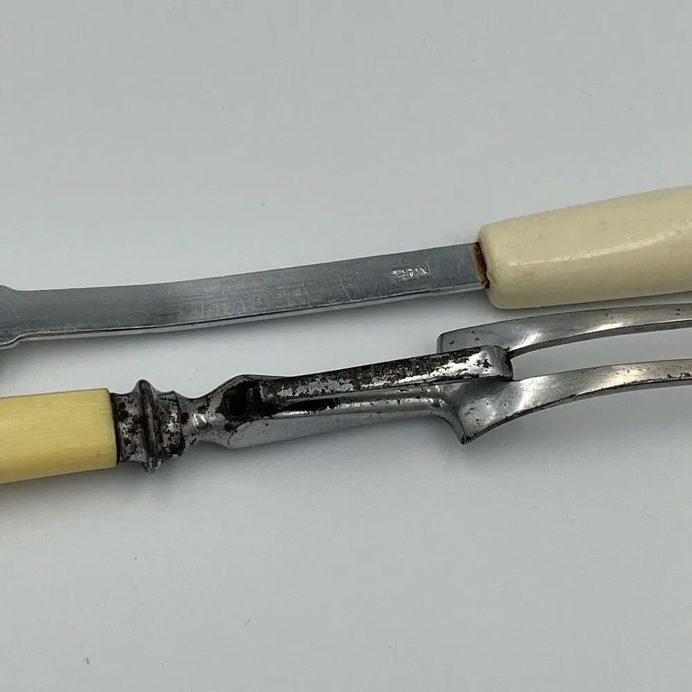5 PC Vintage MCM Cream Yellow Bakelite Lot Kitchen Serveware Knife Fork Pie Cake